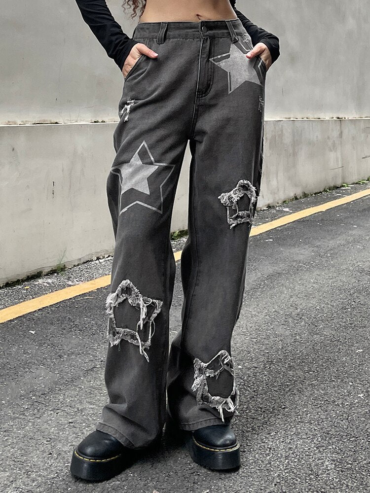 Y2K Grunge Star Jeans