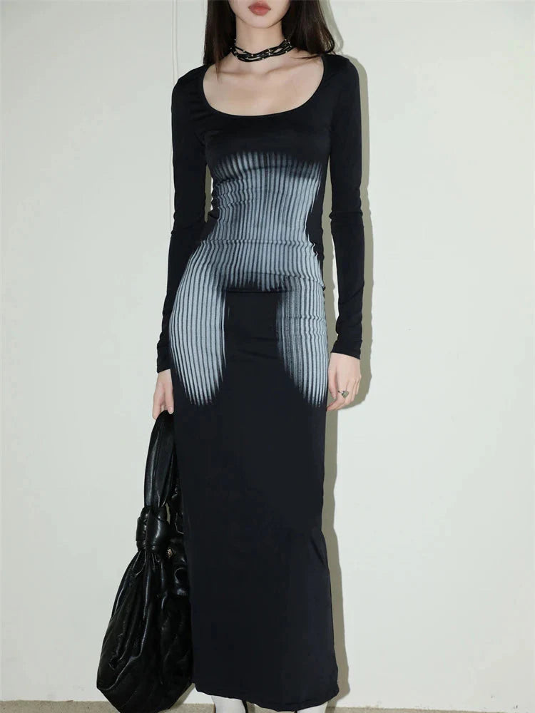 3D Body Print Maxi Dress - KAYSMAR