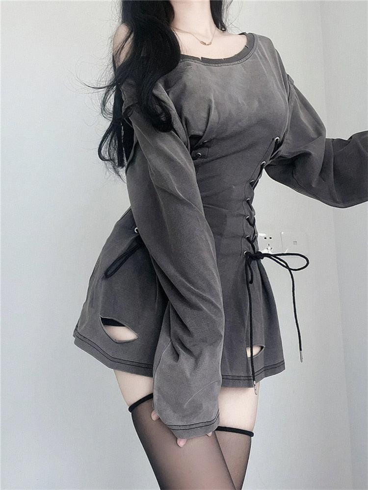 Acubi Smoke Lace Up Mini Dress - KAYSMAR