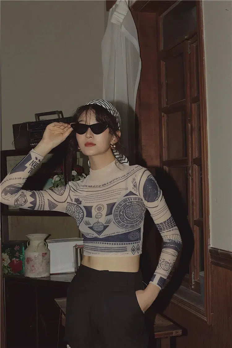 Ancient Egyptian Mystique Symbol Crop Top - KAYSMAR