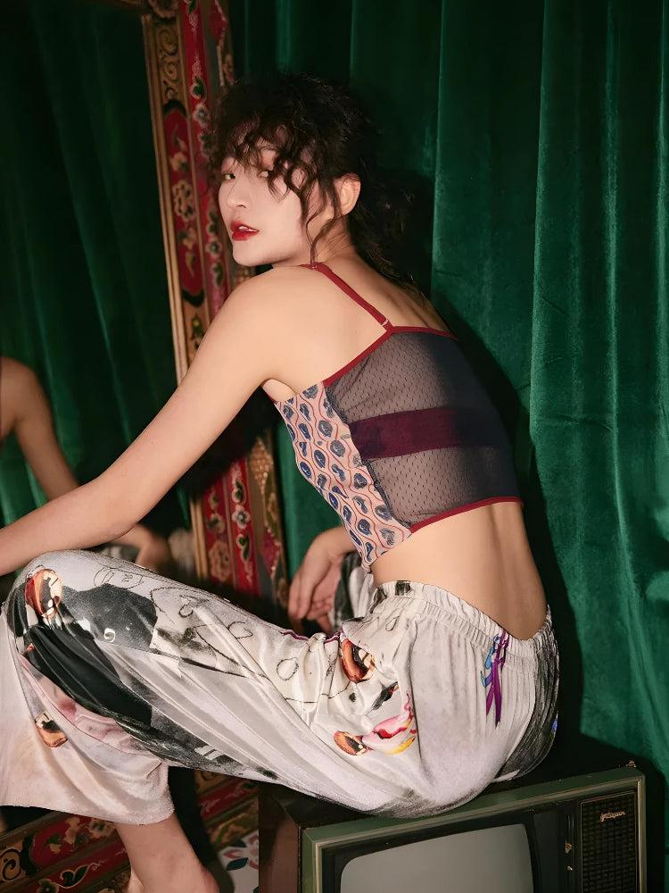 Animal Pattern Sheer Back Crop Top - KAYSMAR