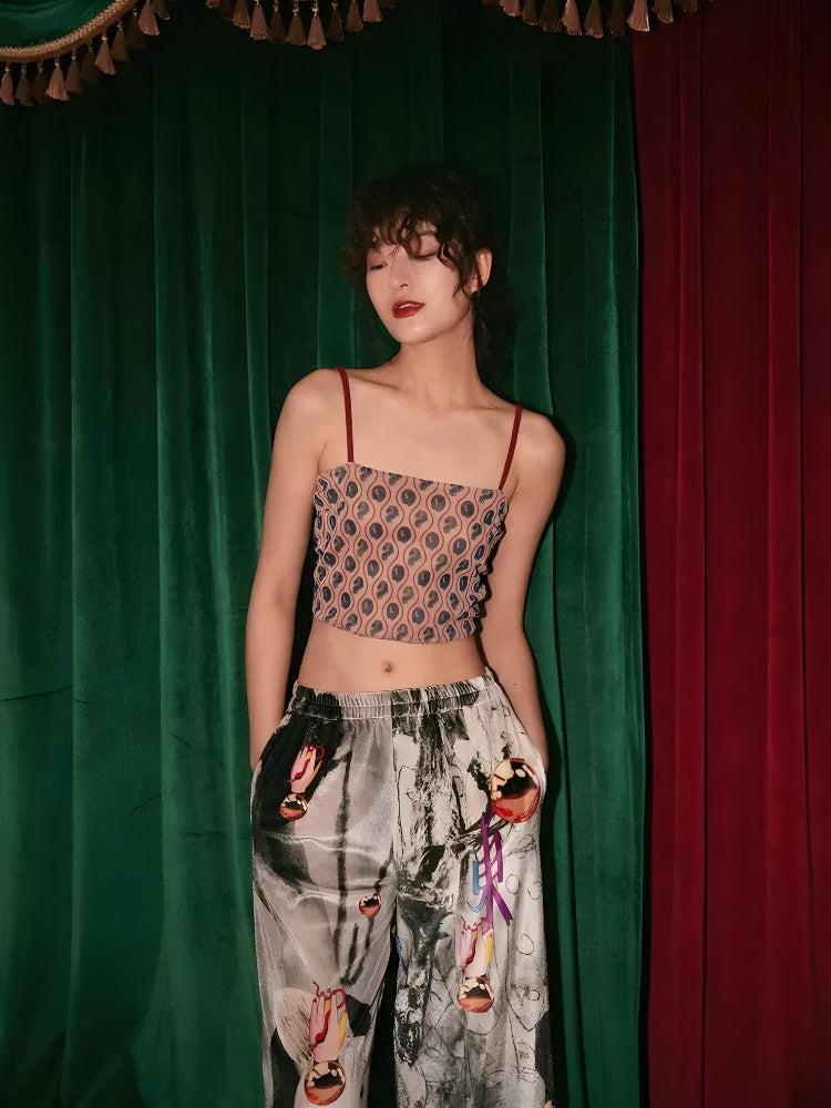 Animal Pattern Sheer Back Crop Top - KAYSMAR