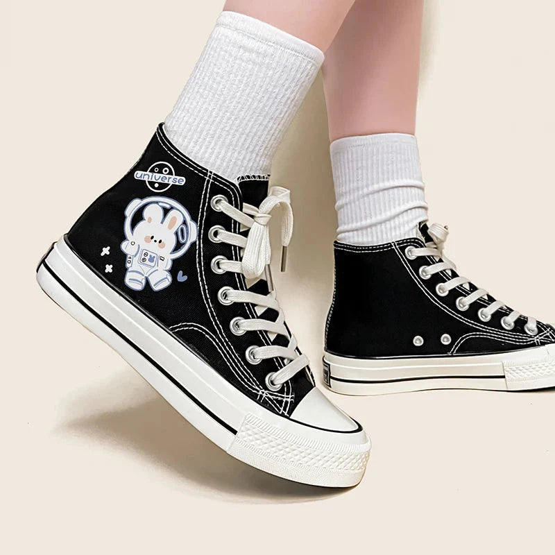 Astronaut Rabbit Lace Up Canvas Shoes - KAYSMAR