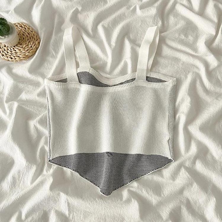 Asymmetric Heart Knitted Crop Top - KAYSMAR