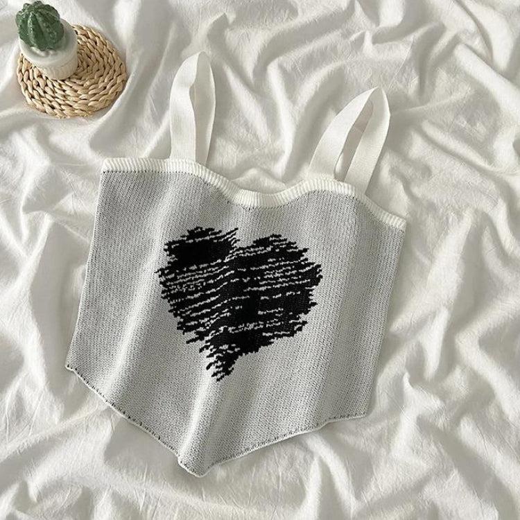 Asymmetric Heart Knitted Crop Top - KAYSMAR