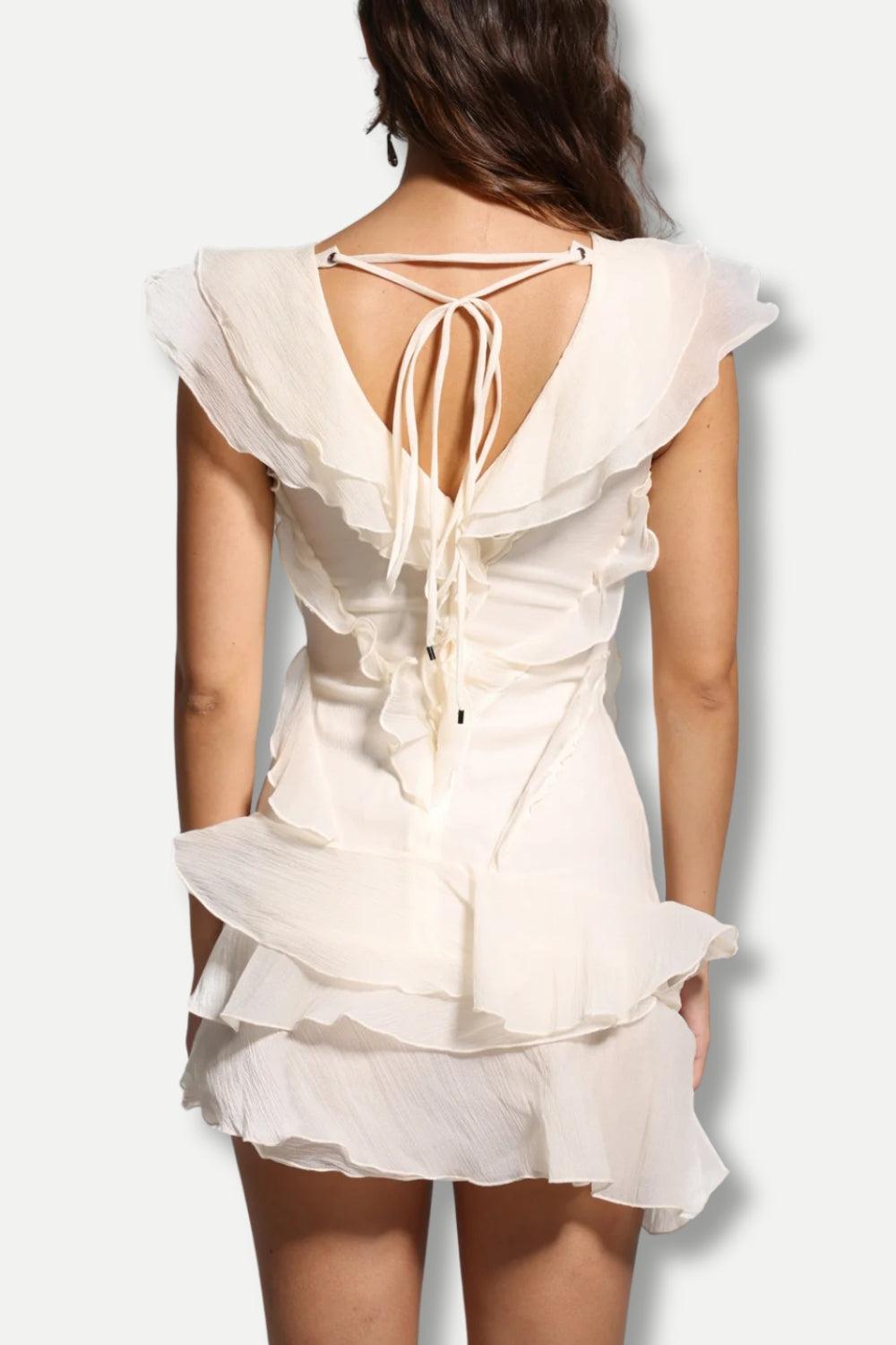 Asymmetric Ruffled Mini Dress - KAYSMAR
