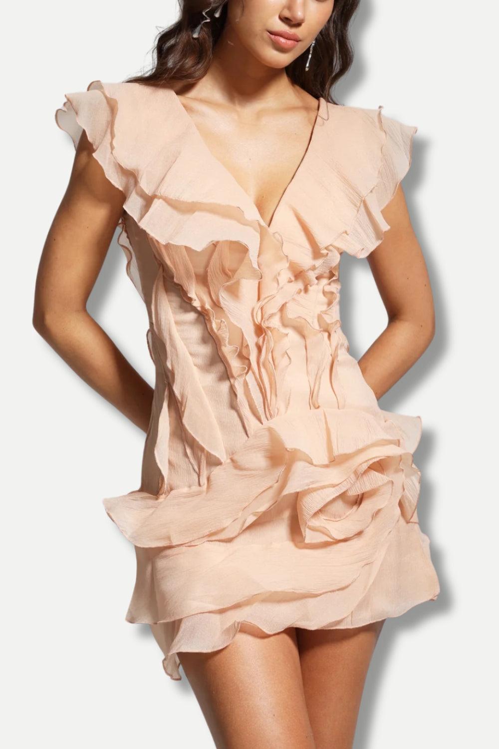 Asymmetric Ruffled Mini Dress - KAYSMAR