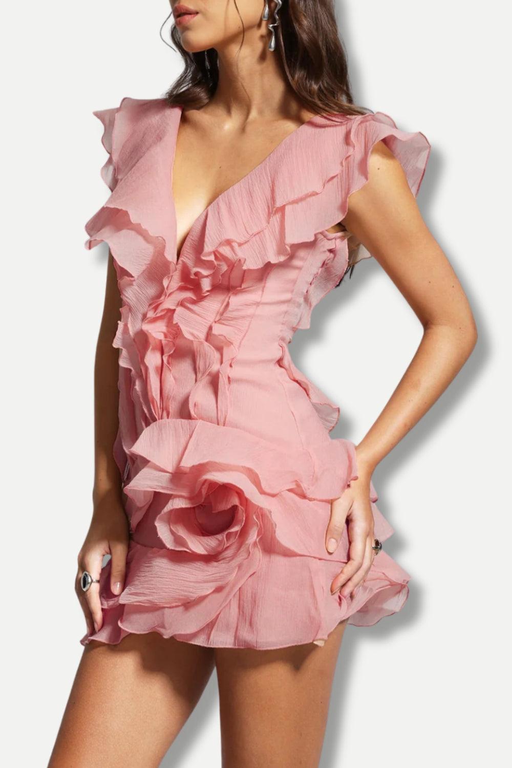 Asymmetric Ruffled Mini Dress - KAYSMAR