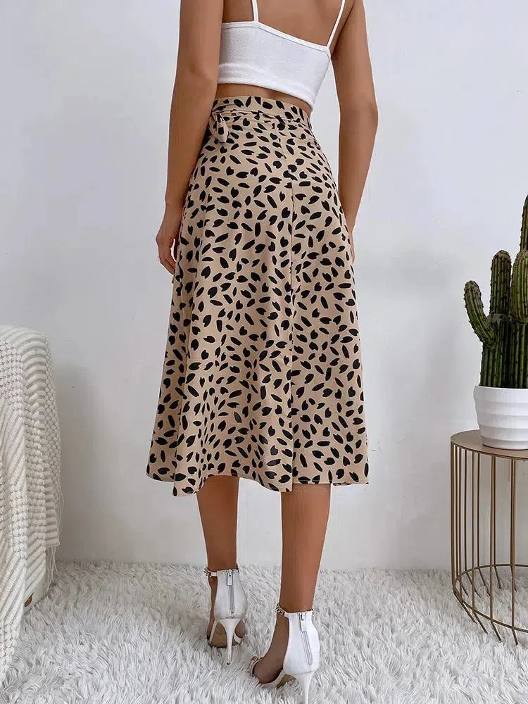 Asymmetric Tie Side Wrap Midi Skirt - KAYSMAR