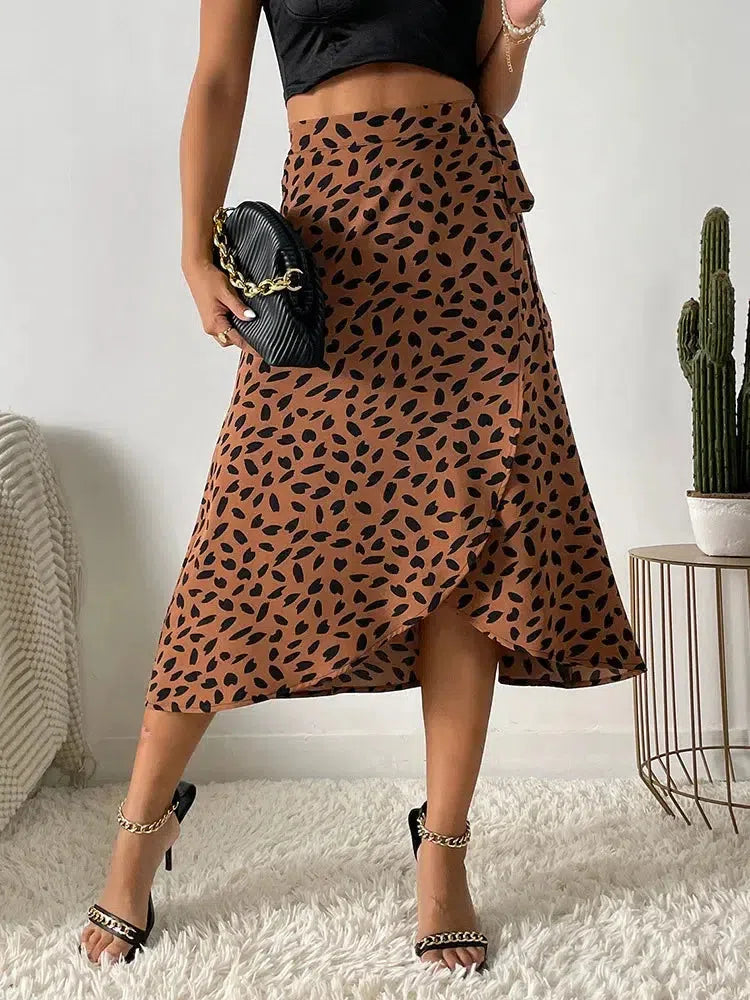 Asymmetric Tie Side Wrap Midi Skirt - KAYSMAR