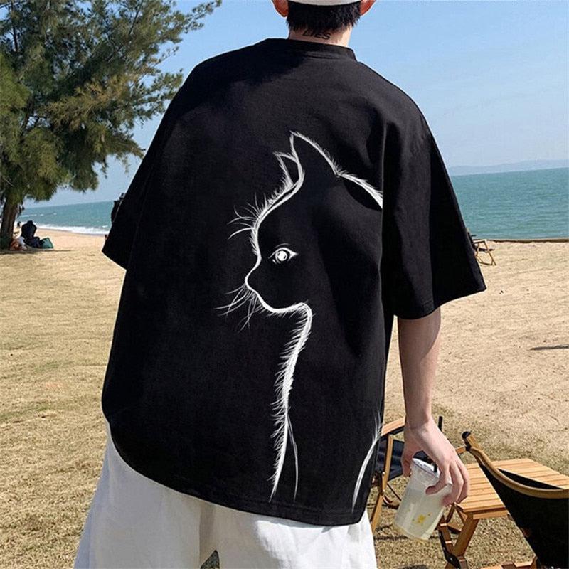 Back Printed Cat Tee - KAYSMAR