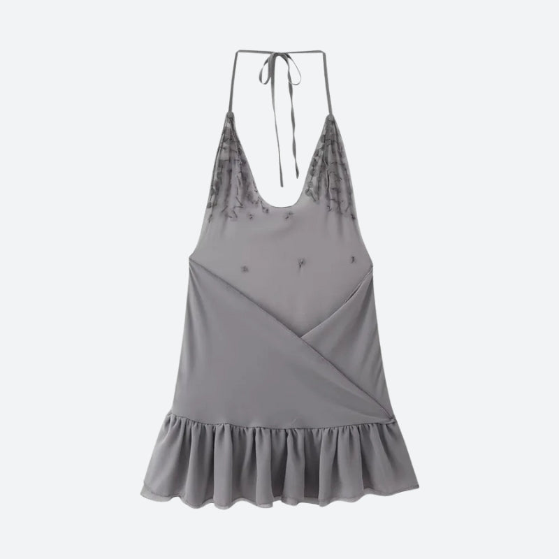 Backless Button Mini Dress - KAYSMAR