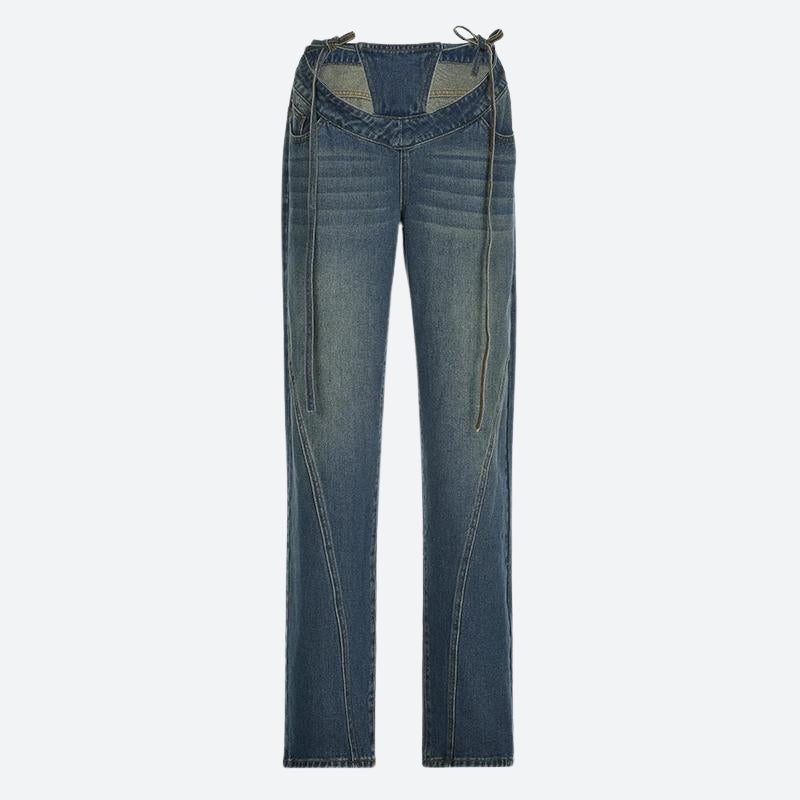 Baddie Cut Out Low Rise Denim Jeans - KAYSMAR