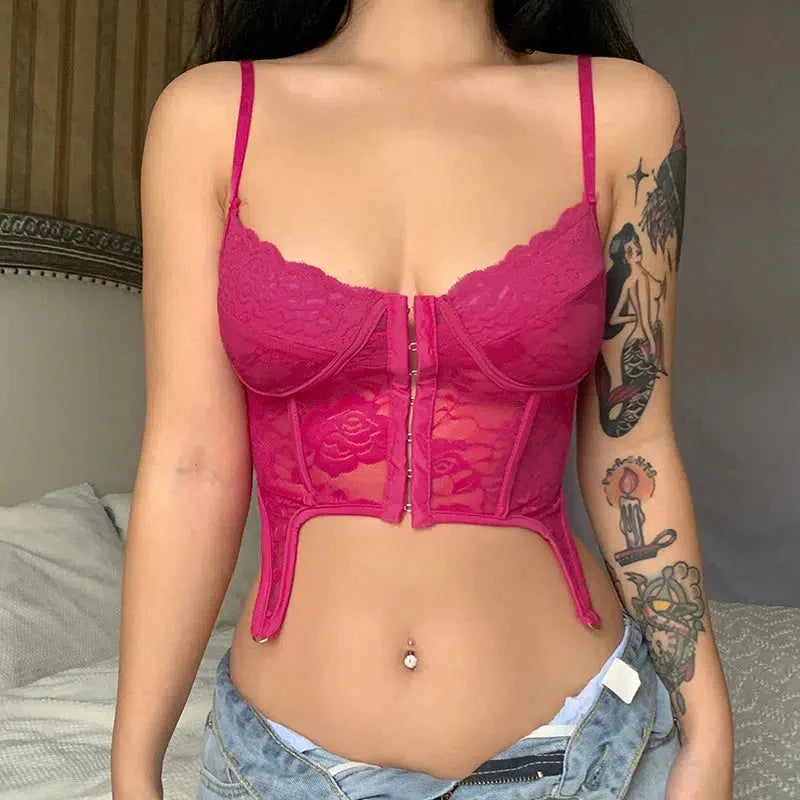 Baddie Lace Crop Corset Top - KAYSMAR