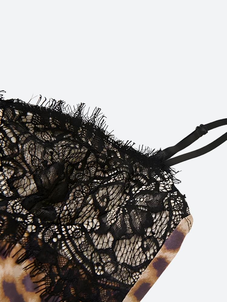 Baddie Leopard Lace Mini Dress - KAYSMAR