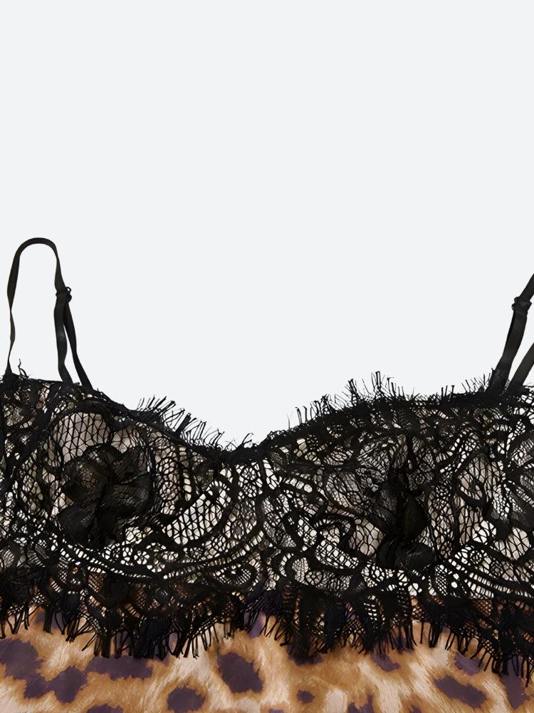 Baddie Leopard Lace Mini Dress - KAYSMAR
