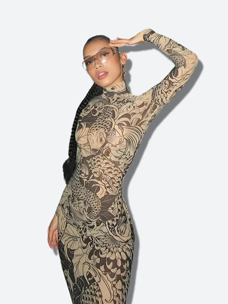 Baddie Tattoo Maxi Dress - KAYSMAR