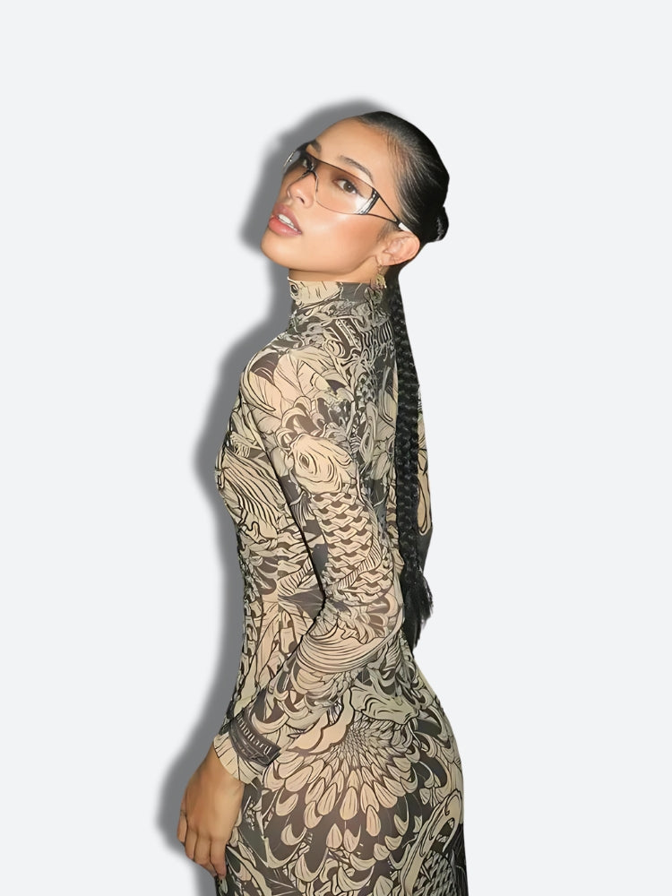 Baddie Tattoo Maxi Dress - KAYSMAR