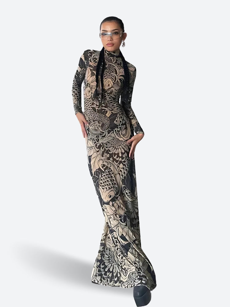 Baddie Tattoo Maxi Dress - KAYSMAR