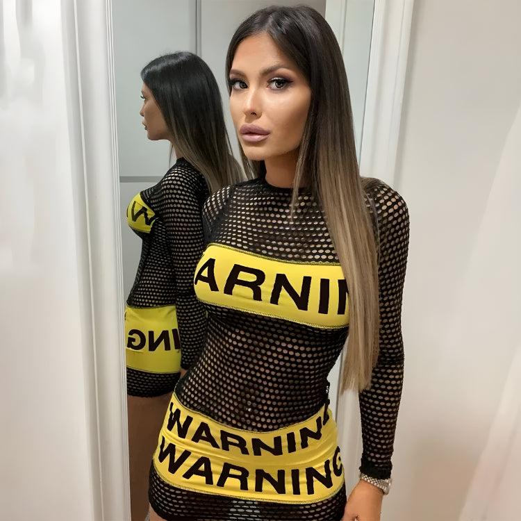 Baddie Warning Fishnet Mini Dress - KAYSMAR