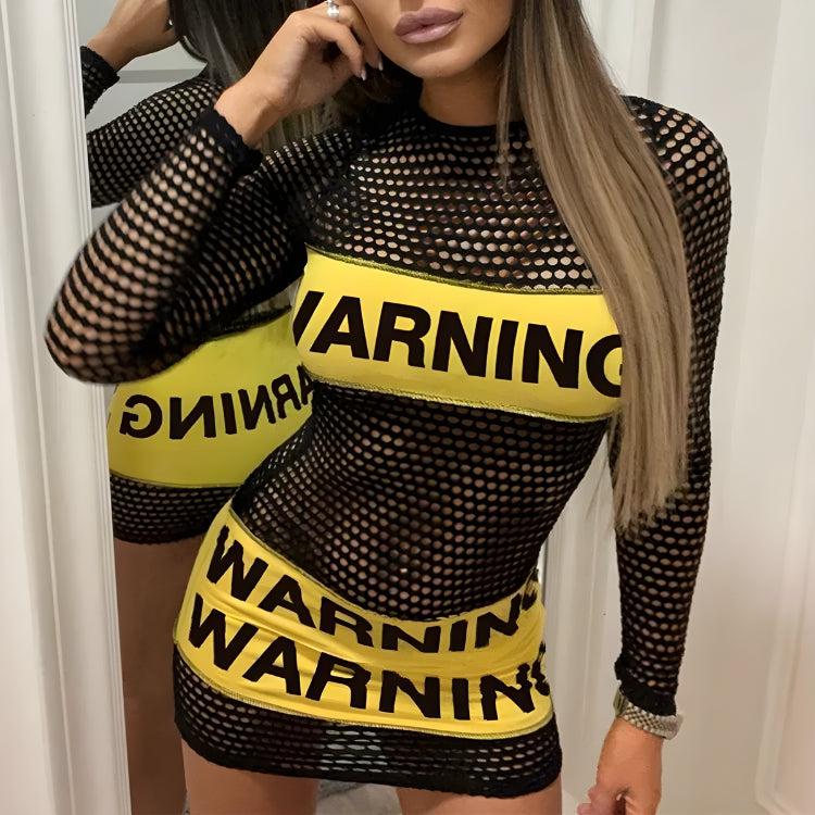 Baddie Warning Fishnet Mini Dress - KAYSMAR