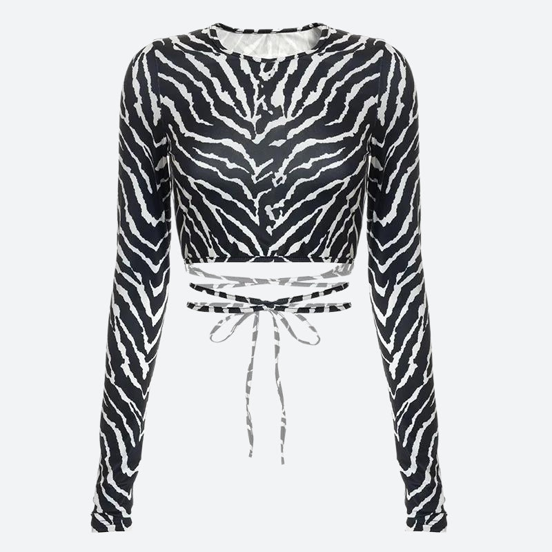 Baddie Zebra Backless Crop Top - KAYSMAR