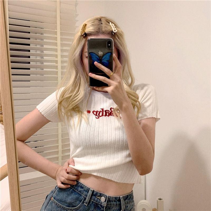 Barbie Embroidered Crop Top - KAYSMAR