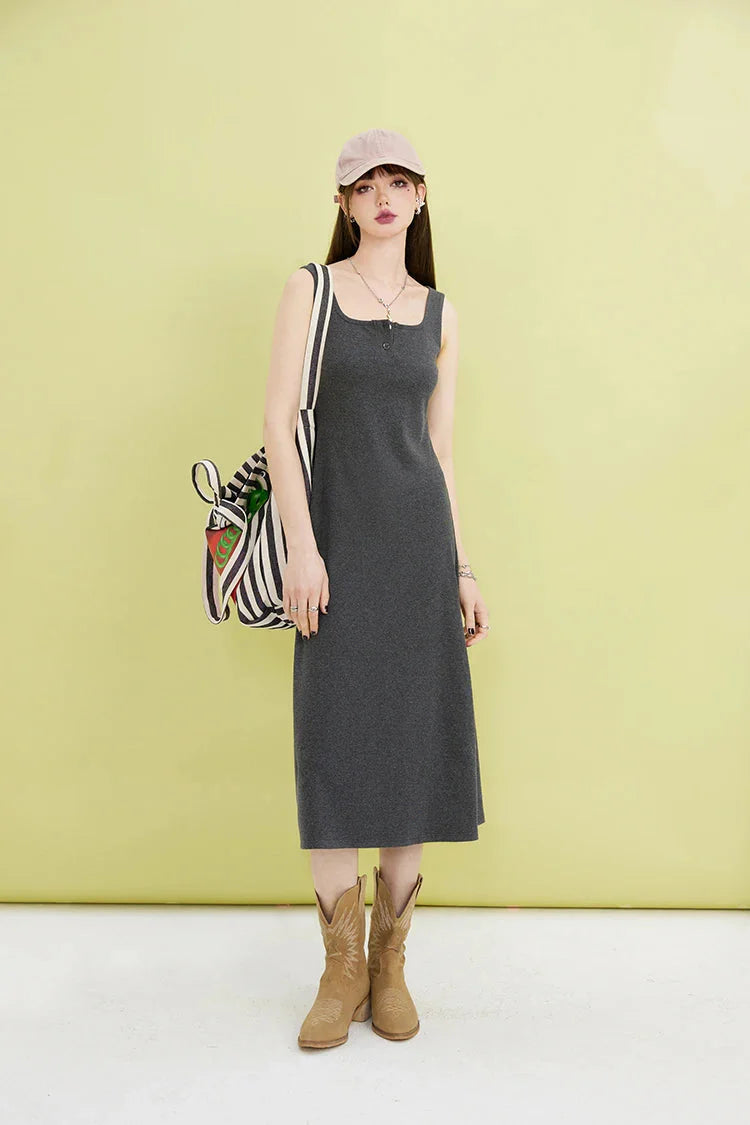 Basic Casual Button Up Midi Dress - KAYSMAR