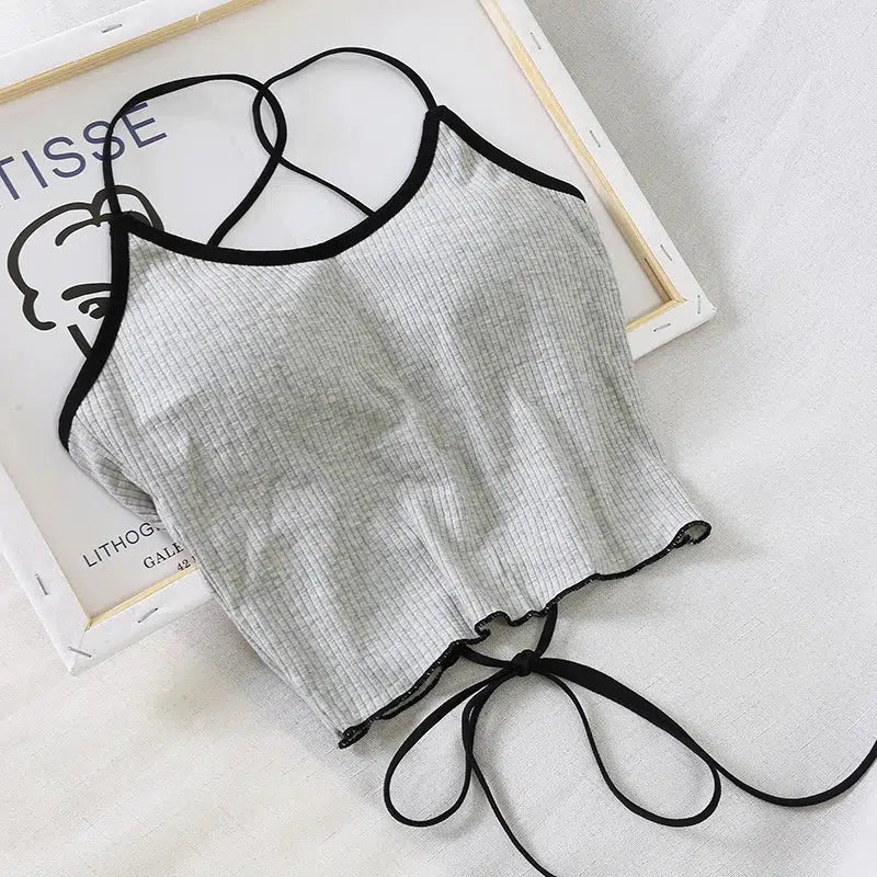 Basic Corduroy Backless Crop Top - KAYSMAR