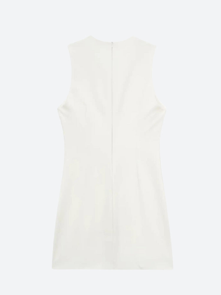 Belted Plunge Neck Mini Dress - KAYSMAR