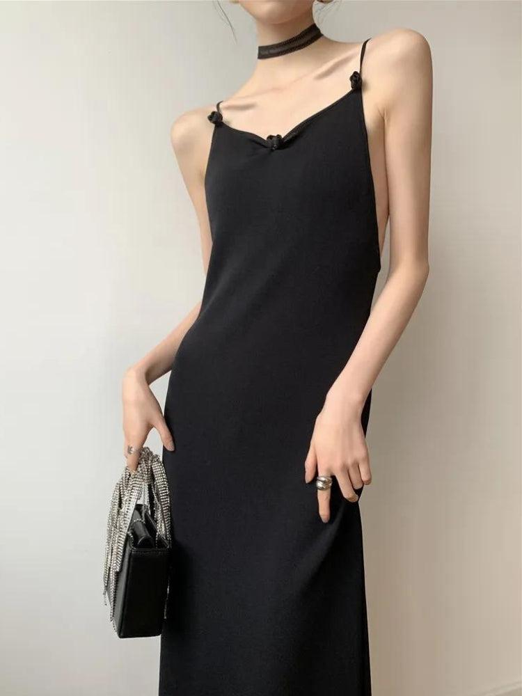 Black Butterfly Back Midi Dress - KAYSMAR