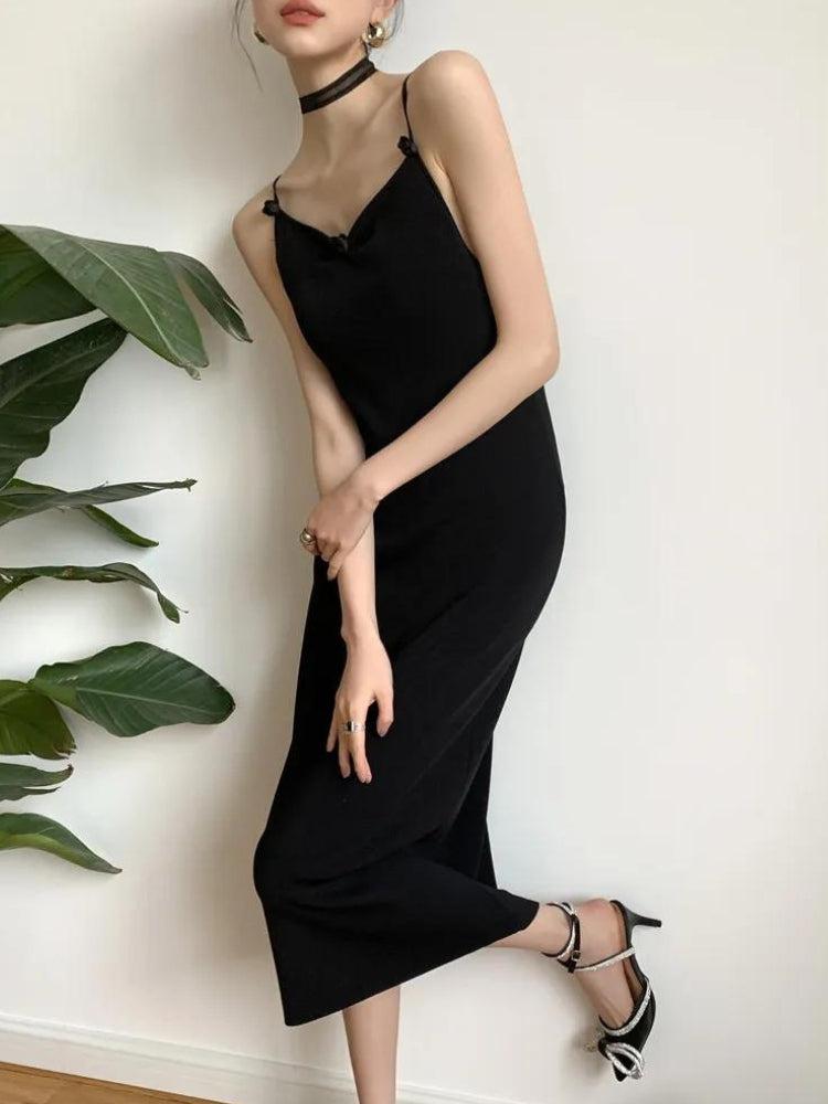 Black Butterfly Back Midi Dress - KAYSMAR
