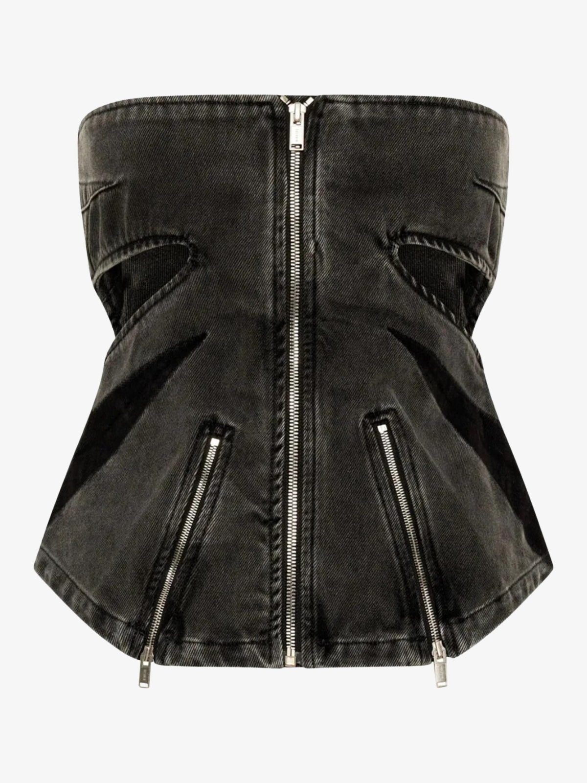 Black Denim Tube Top & Patch Jeans Two Piece Set - KAYSMAR