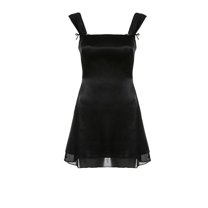Black Tie Fastening Mini Dress - KAYSMAR