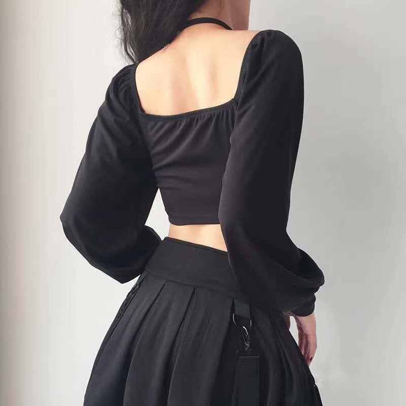 Chain Detailed Square Neck Crop Top - KAYSMAR