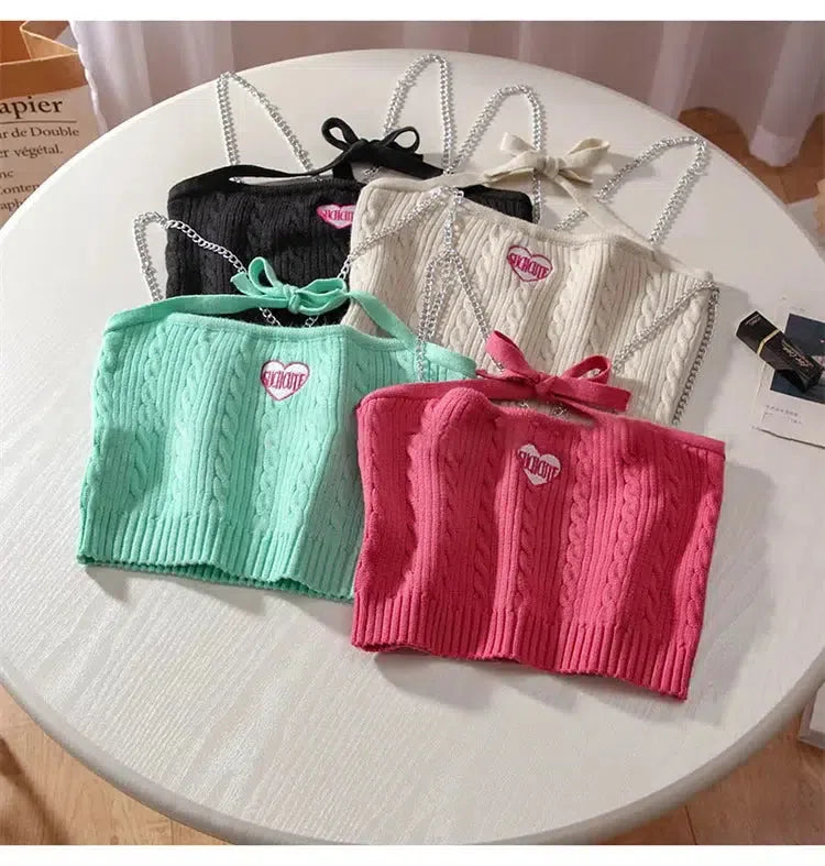 Chain Strap Knitted Crop Top - KAYSMAR