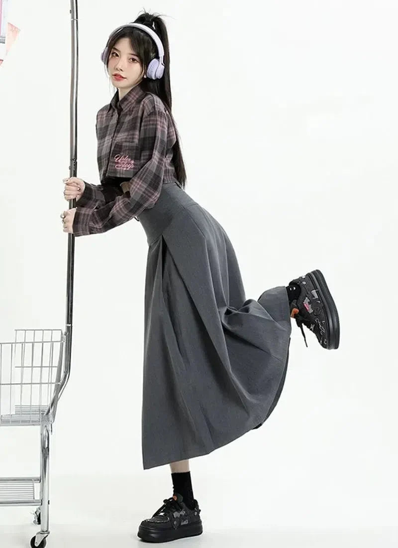 College Girl Pleated A-Line Midi Skirt - KAYSMAR