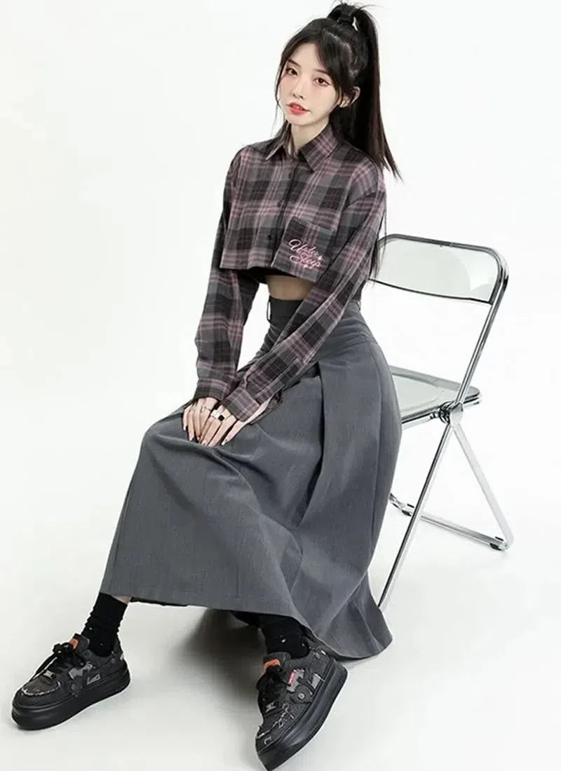 College Girl Pleated A-Line Midi Skirt - KAYSMAR