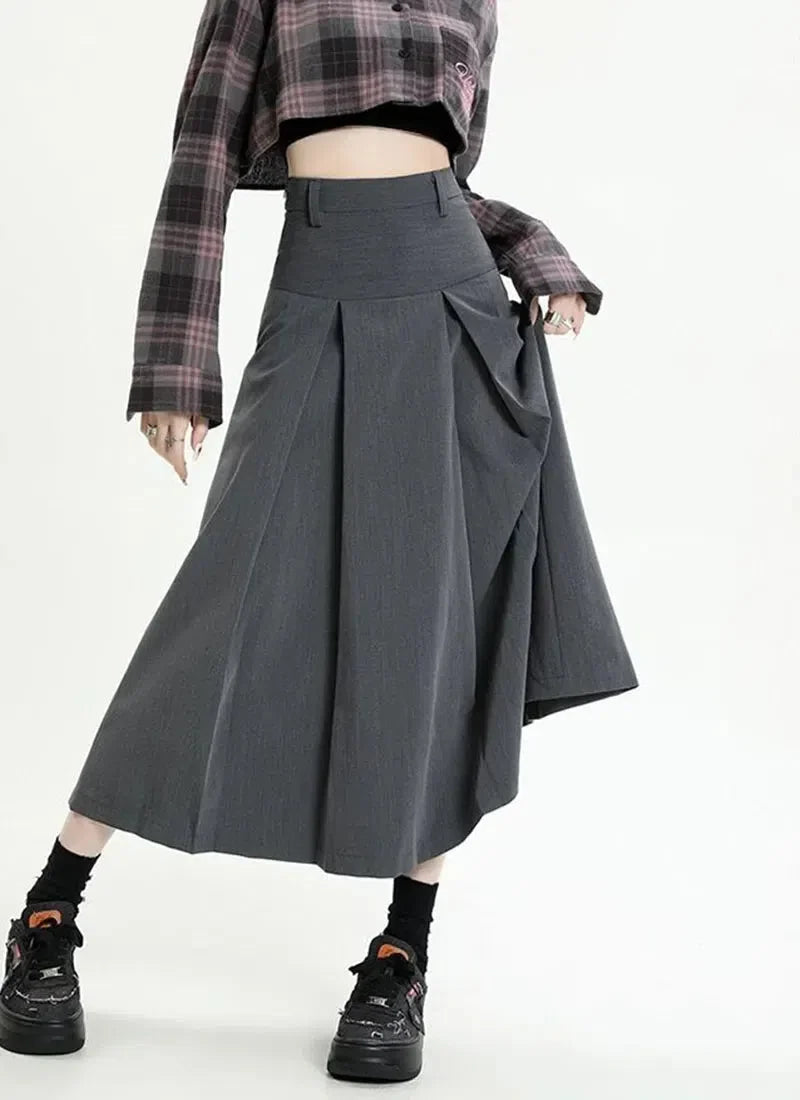 College Girl Pleated A-Line Midi Skirt - KAYSMAR