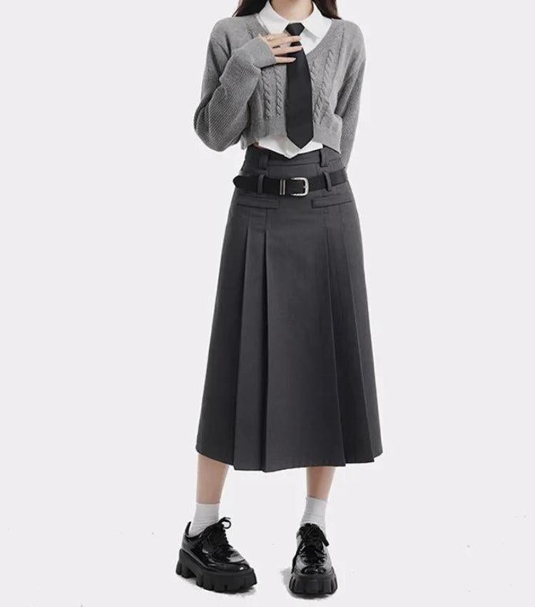 College Girl Pleated Midi Skirt - KAYSMAR