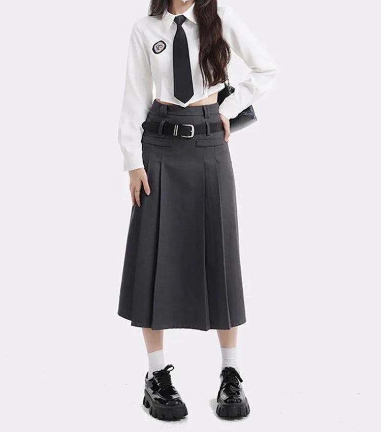 College Girl Pleated Midi Skirt - KAYSMAR