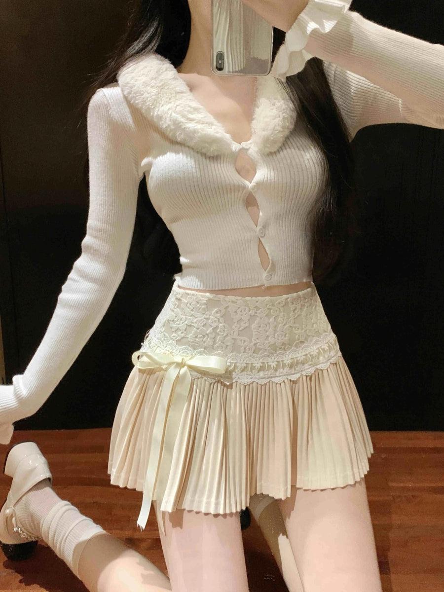 Coquette Lace Pleated Mini Skirt - KAYSMAR
