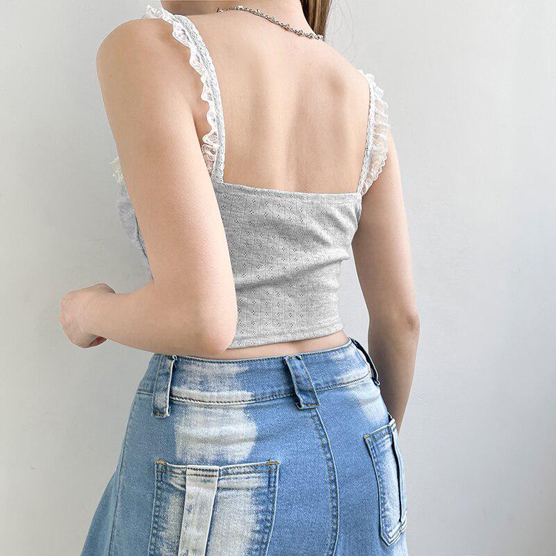 Coquette Lace Trimming Crop Top - KAYSMAR