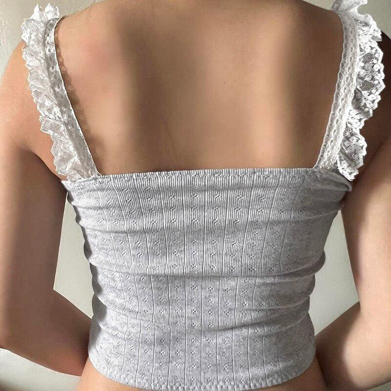Coquette Lace Trimming Crop Top - KAYSMAR