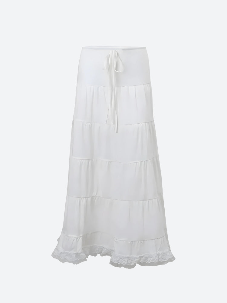 Coquette Lace Up Crop Top & Maxi Skirt Two Piece Set - KAYSMAR