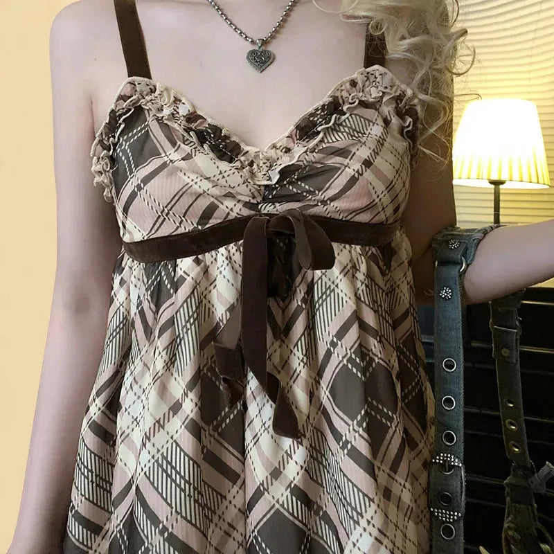 Coquette Plaid Mini Dress - KAYSMAR