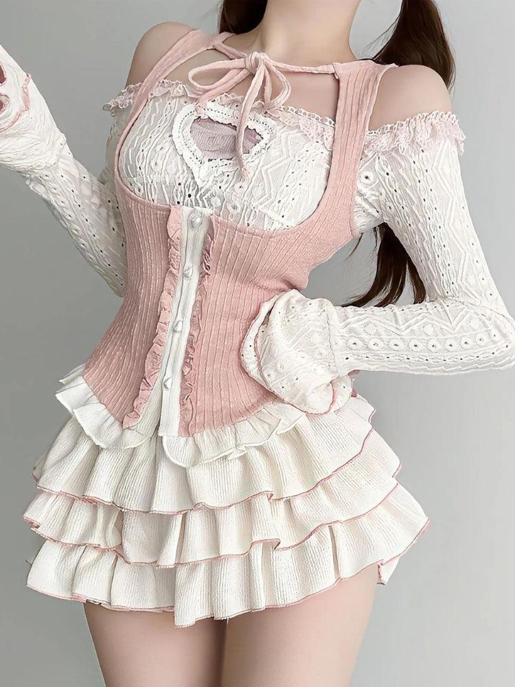 Coquette Top & Mini Skirt Two Piece Set - KAYSMAR