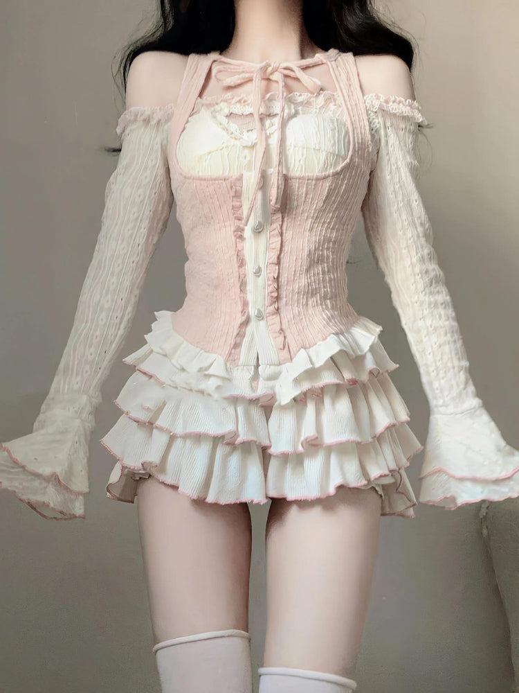 Coquette Top & Mini Skirt Two Piece Set - KAYSMAR