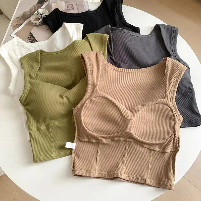Corduroy Square Neck Crop Top - KAYSMAR