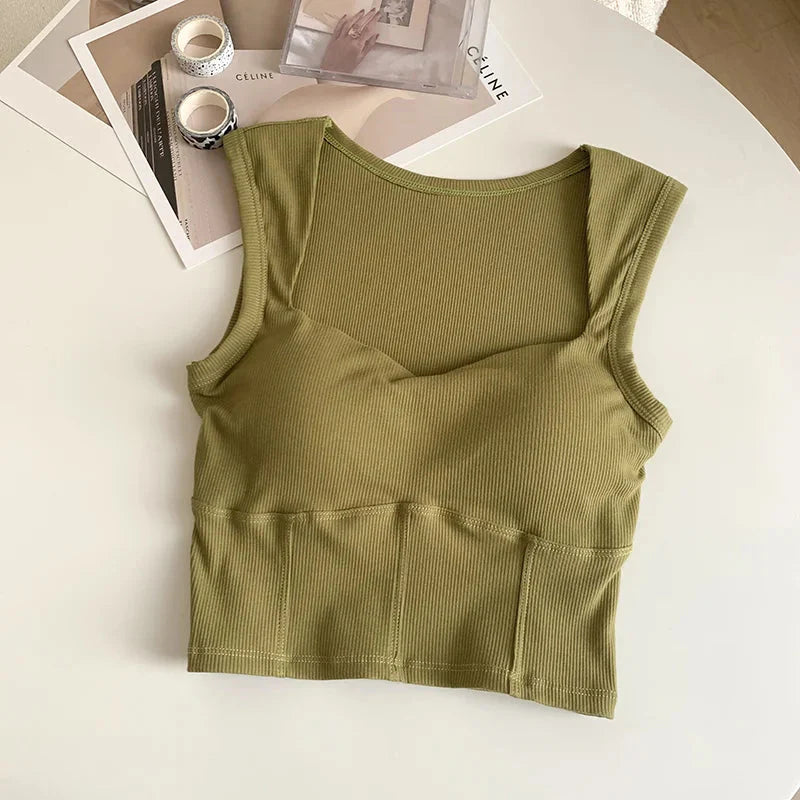 Corduroy Square Neck Crop Top - KAYSMAR